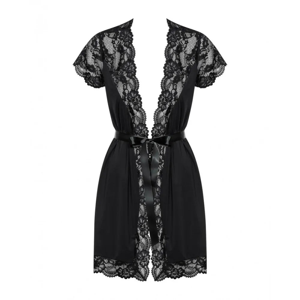 Robe By Obsessive Peignoir Black L/Xl-0