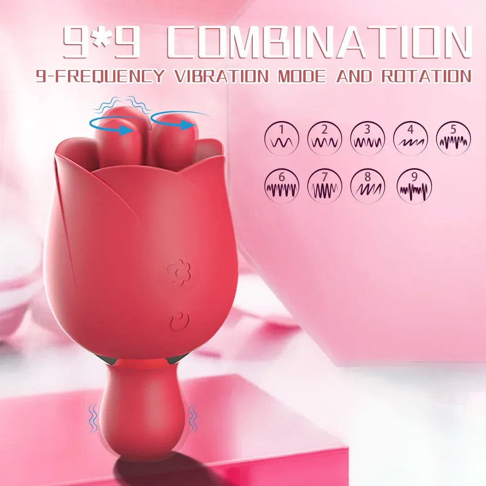 Rose Clit Stimulator 2 In 1 Oral Nipple Massager-2