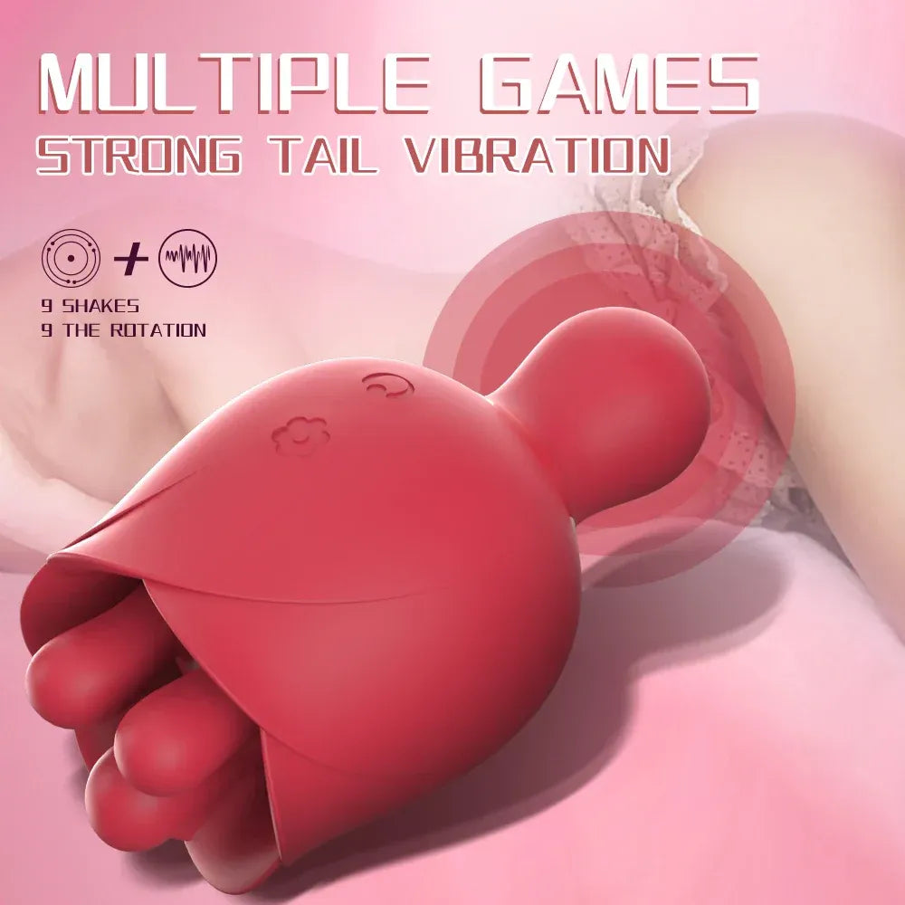 Rose Clit Stimulator 2 In 1 Oral Nipple Massager-3