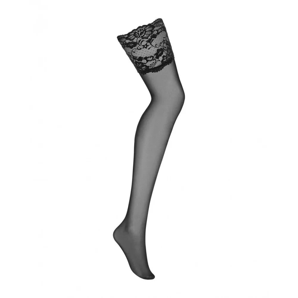 Stockings With Garter By Obsessive 810-Sto-1 Black L/Xl-1