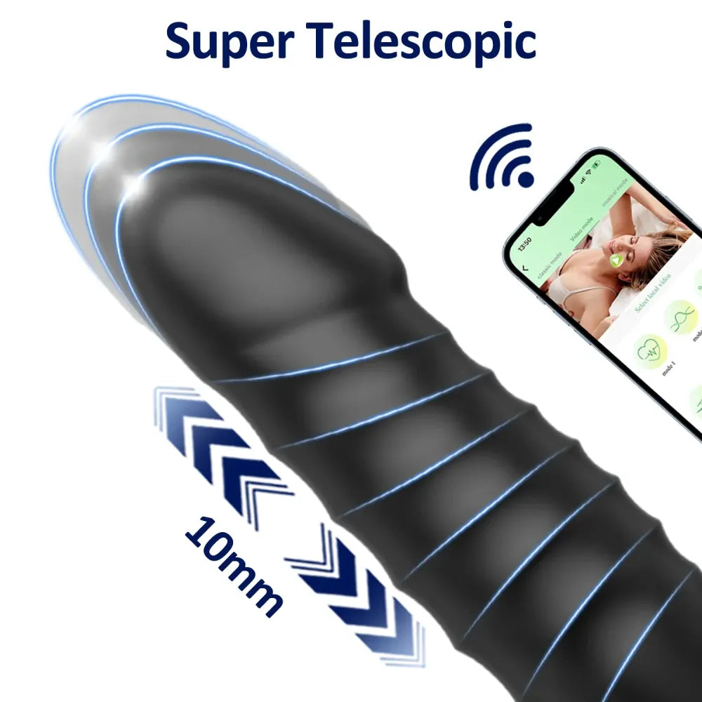 Telescopic G Spot Vibrator for Women App Controlled Thrusting Masturbator-2