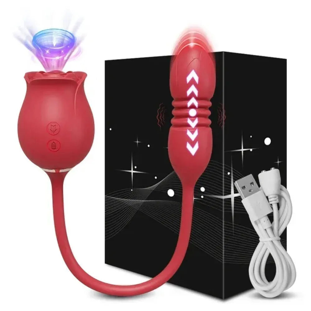 Thrusting Dildo with Nipple Sucker and Vibrator-0
