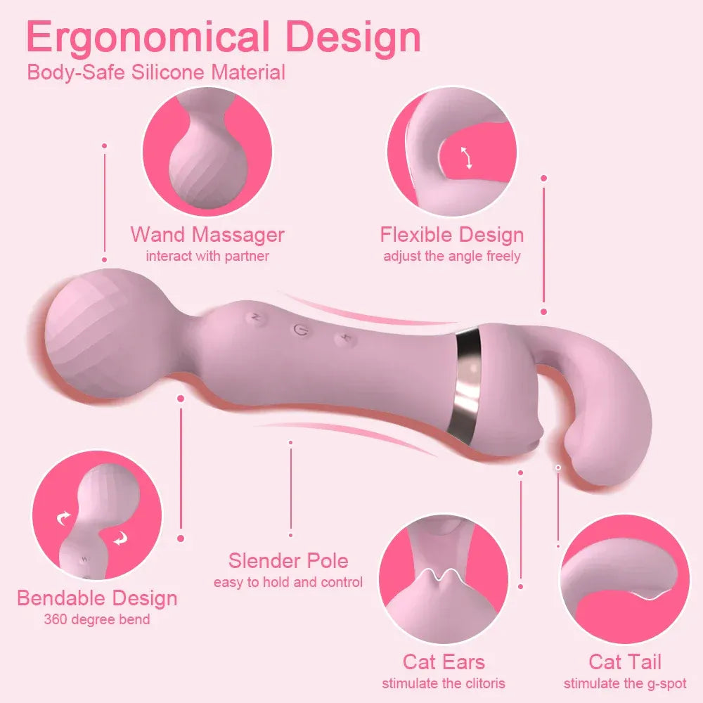 USB Recharge Av Vibrator 20 Modes for Female Pleasure-2
