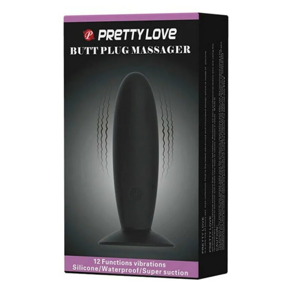 Vibrating Butt Plug By Pretty Love Silicone Suction Cup Black-1