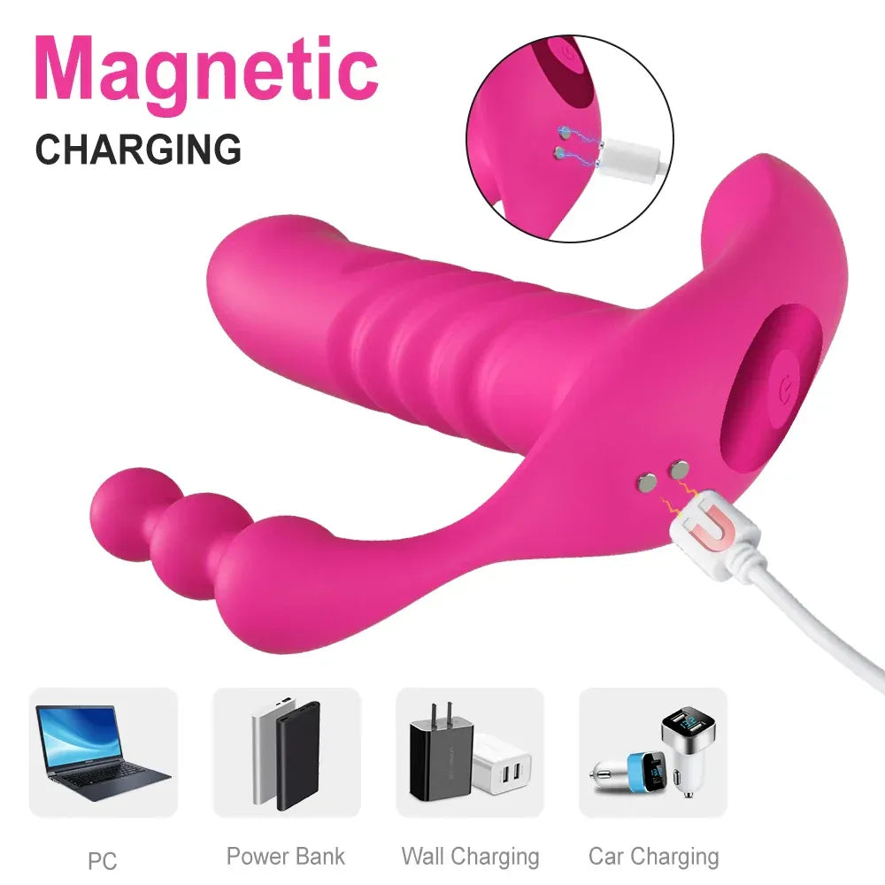 Wireless Thrusting Dildo for Women - Clitoral & Anal Stimulation-3